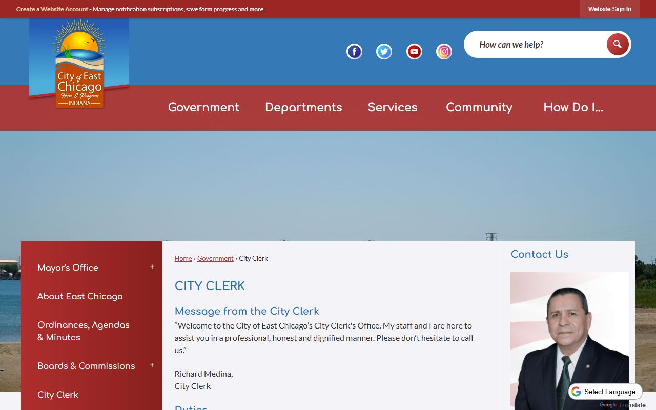 East Chicago residents directory city clerk page