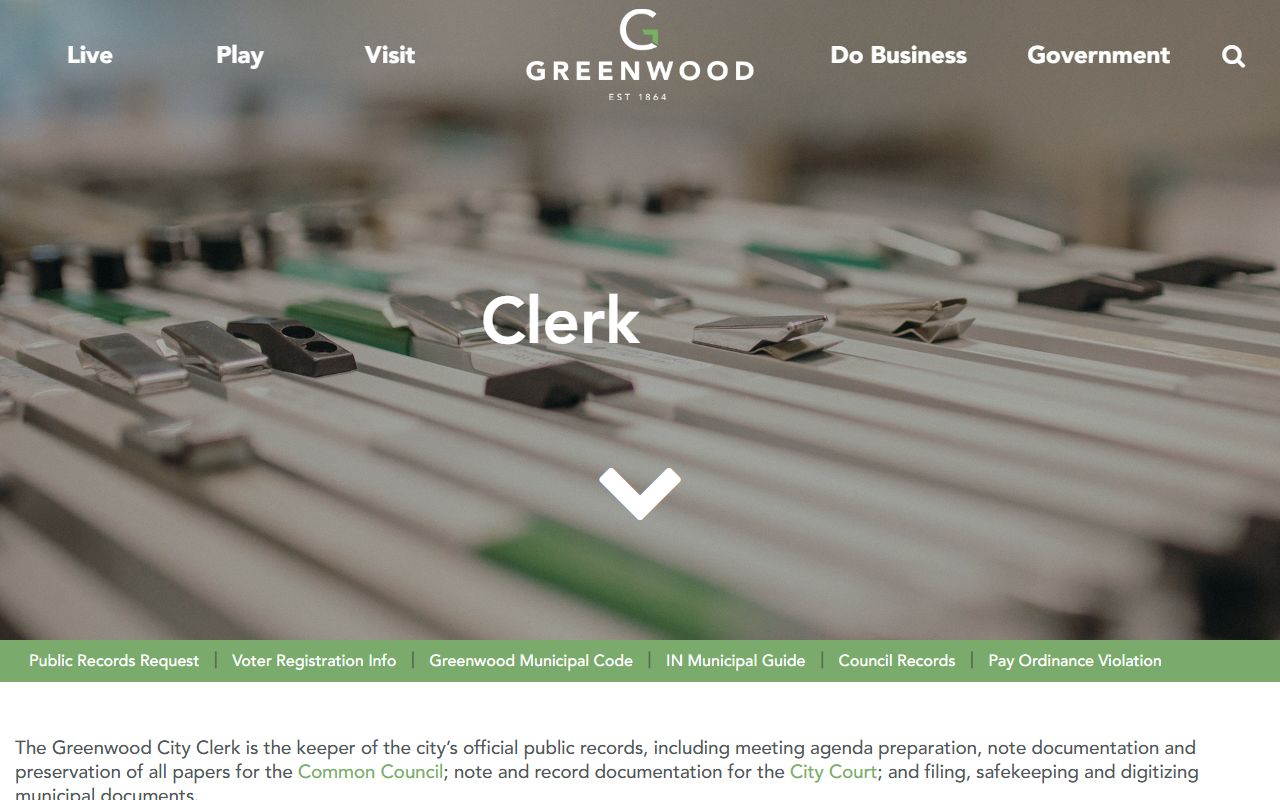 Greenwood residents directory city clerk office page