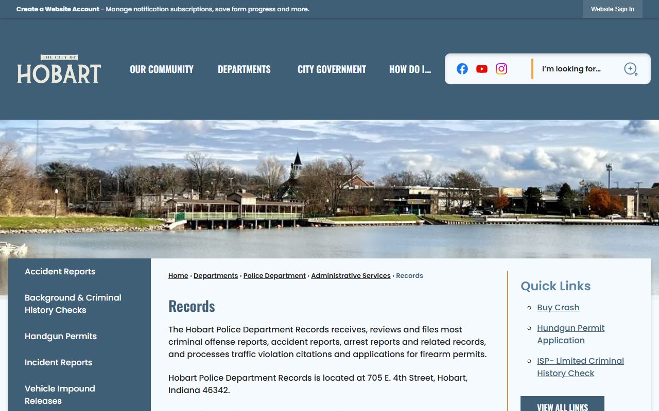 Hobart residents directory police records division page