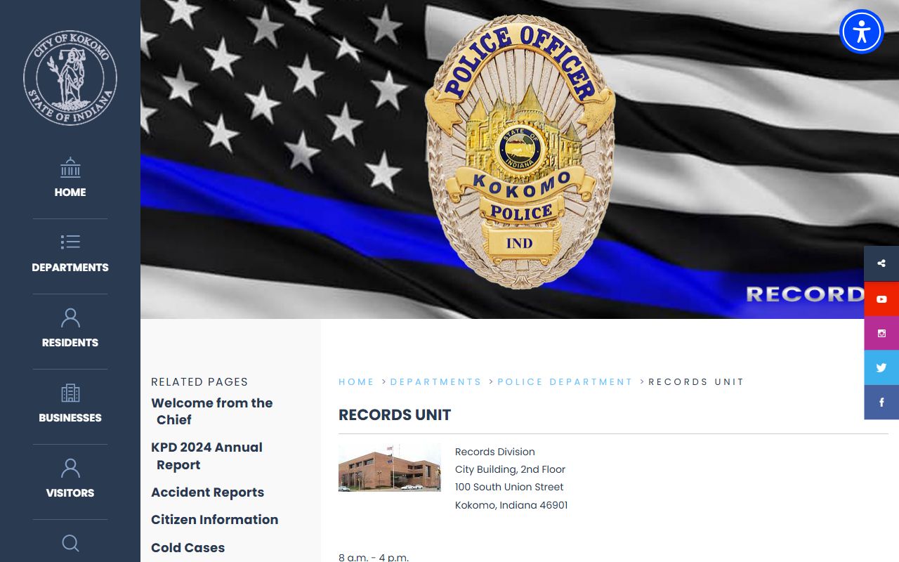 Kokomo residents directory police records unit page