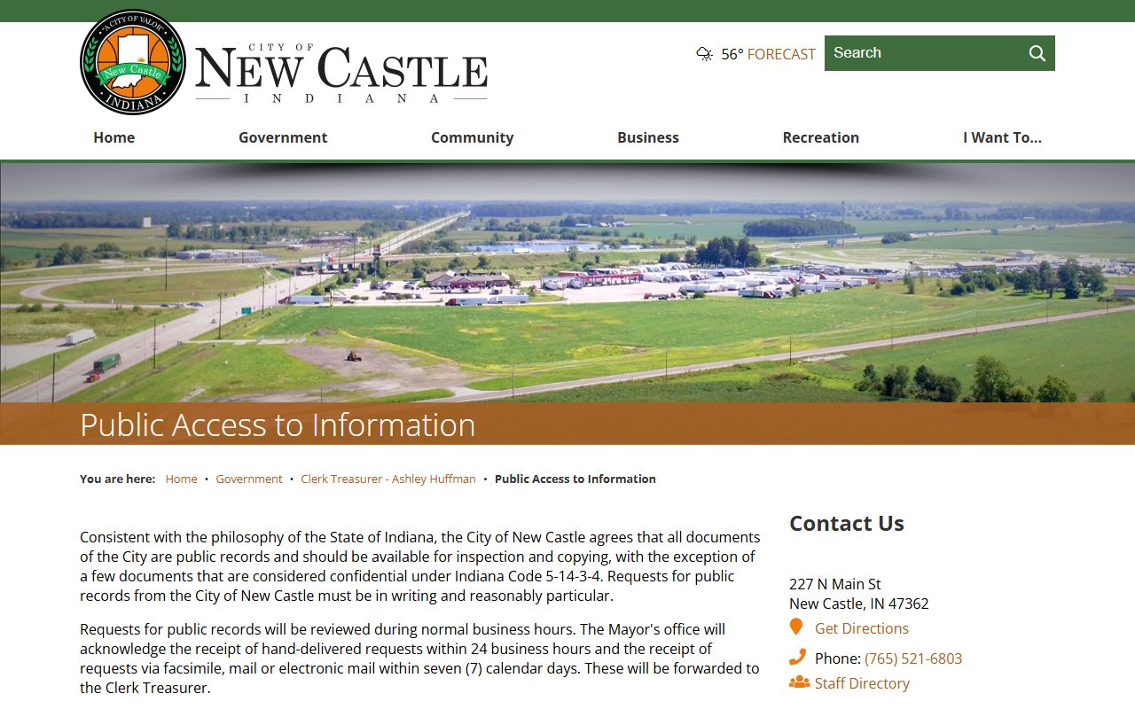 New Castle residents directory public access to information page