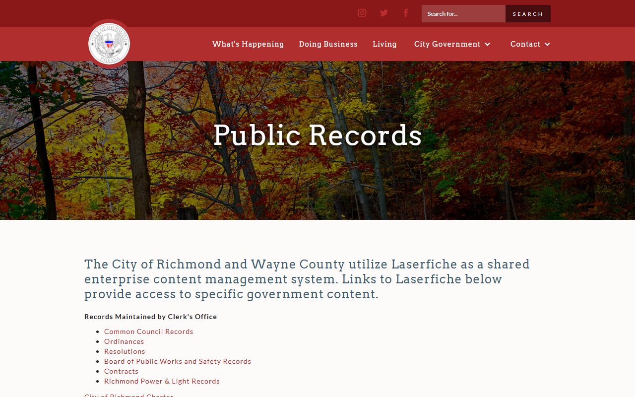 Richmond residents directory city public records page