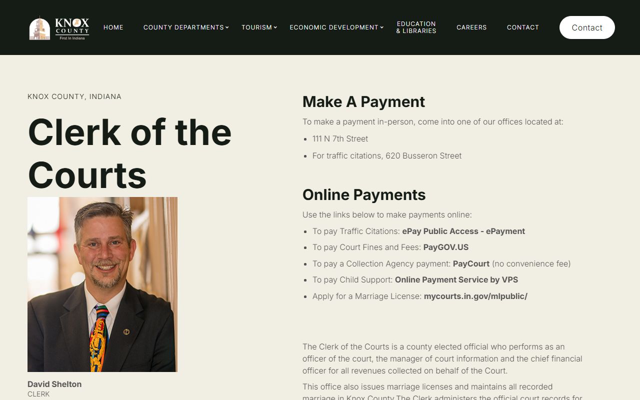Vincennes residents directory Knox County Clerk of the Courts page