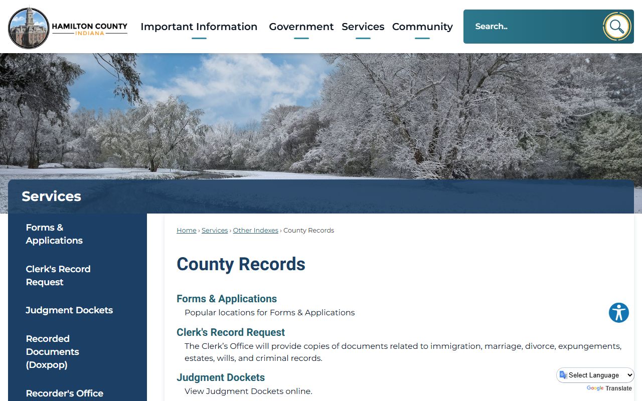Hamilton County residents directory records portal page