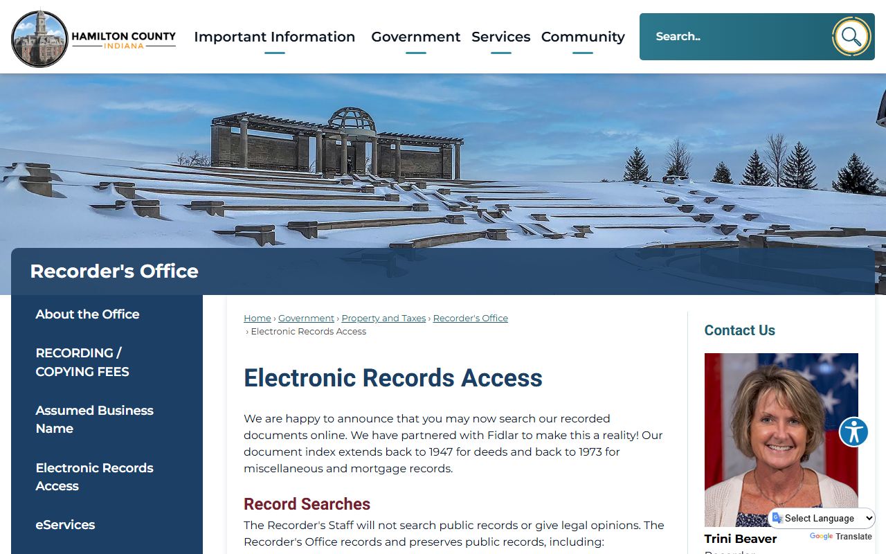 Hamilton County residents directory electronic records access page