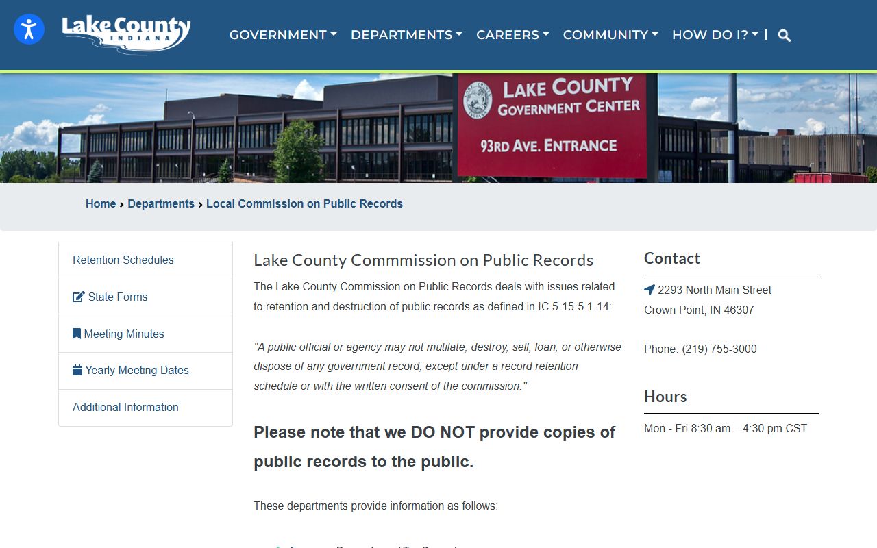 Lake County residents directory records commission page